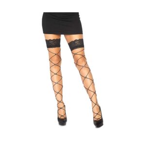 Bielizna Wide net thigh high w chrystal