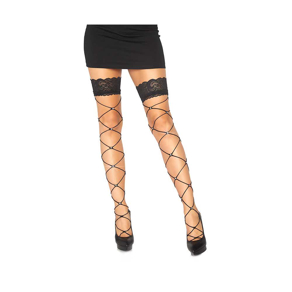 Bielizna Wide net thigh high w chrystal 119E822 1 Bielizna Wide net thigh high w chrystal 119E822 1