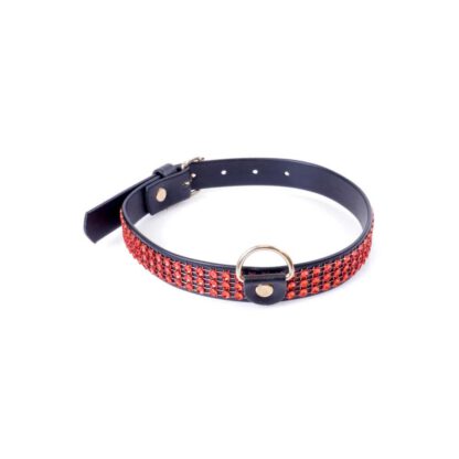 Fetish Boss Series Collar with crystals 2 cm Red Line 139E037 1