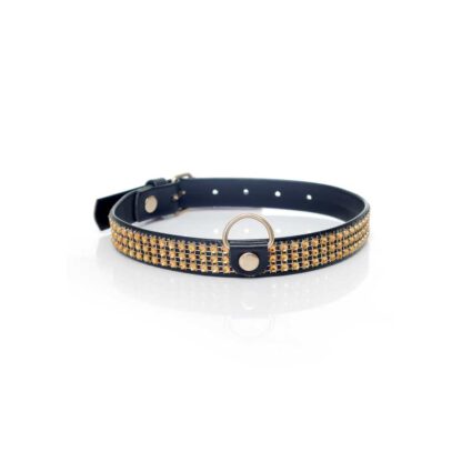 Fetish Boss Series Collar with crystals 2 cm gold 121E504 1