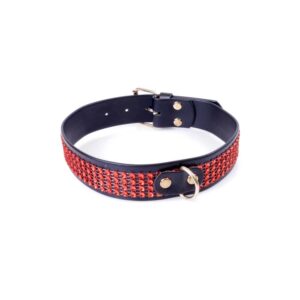 Fetish Boss Series Collar with crystals 3 cm Red Line