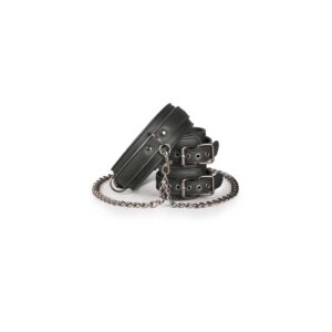 Kajdanki Leather Collar With Handcuffs