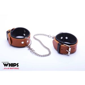 Kajdanki WHIPS kajdanki damskie na nogi  koniakowe