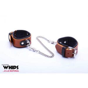 Kajdanki WHIPS kajdanki damskie na ręce  koniakowe