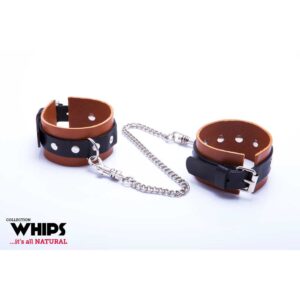 Kajdanki męskie na ręce skórzane koniak Whips