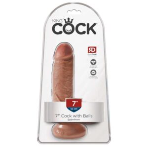 King Cock 7 Inch Cock w Balls Tan
