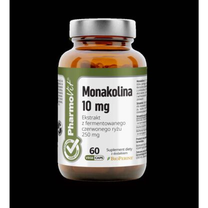 Monakolina 10 mg Ekstrakt z fermentowanego czerwonego ryzu 250 mg 60 kapsulek Vcaps PharmoVit 173E946 1