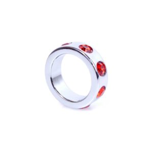 Pierścień Metal Cock Ring with Red Diamonds Small