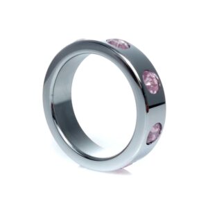 Pierścień Metal Cock Ring with Rose Diamonds Large