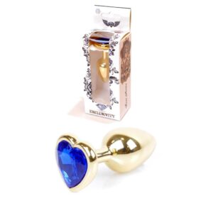 Plug Jewellery Gold Heart PLUG Dark Blue
