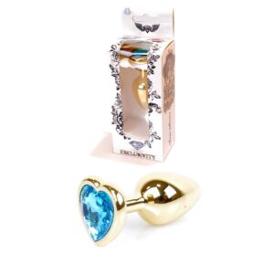 Plug Jewellery Gold Heart PLUG Light Blue