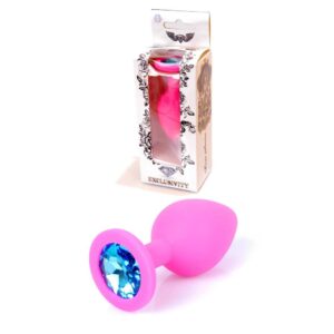 Plug Jewellery Pink Silicon PLUG Medium Light Blue Diamond