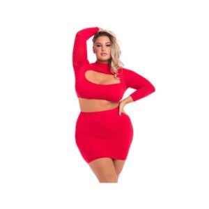 STOP   STARE 2PC SKIRT SET RED  3XL 4XL