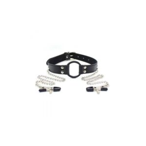 Stymulator Ring Gag   Nipples Clamps  black