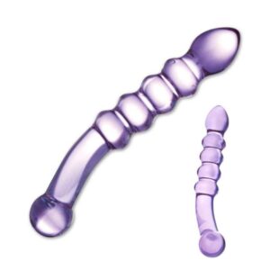 Szklane dildo  Glas Purple Rain Ribbed Glass Dildo