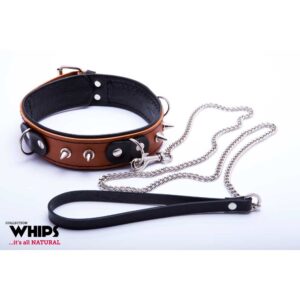 Wiązania WHIPS obroża niewolnika ze smyczą  koniakowa