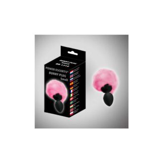 Bunny plug small black with pink tail 7 2 x 3 2 cm  2 8 x 1 26 inch