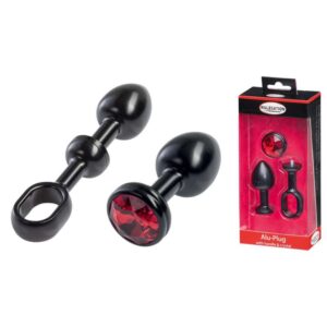 MALESATION Alu Plug with handle crystal small black
