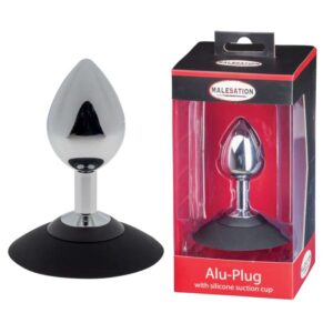 MALESATION Alu Plug with suction cup medium chrome