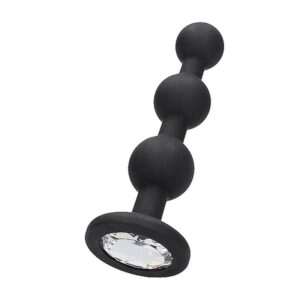 Silicone Beaded Diamond Butt Plug Black